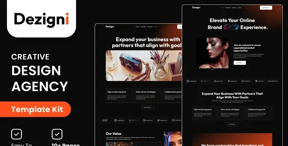 Dezigni - Creative Design Agency & Portfolio Elementor Template Kit