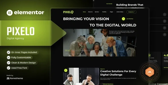 Pixelo - Digital Agency Elementor Template Kit